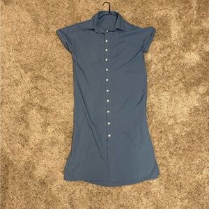 Blue Button-Up Women's Dress